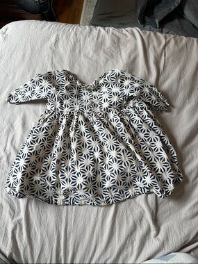 Pink Chicken Navy and White Floral Peasant Dress